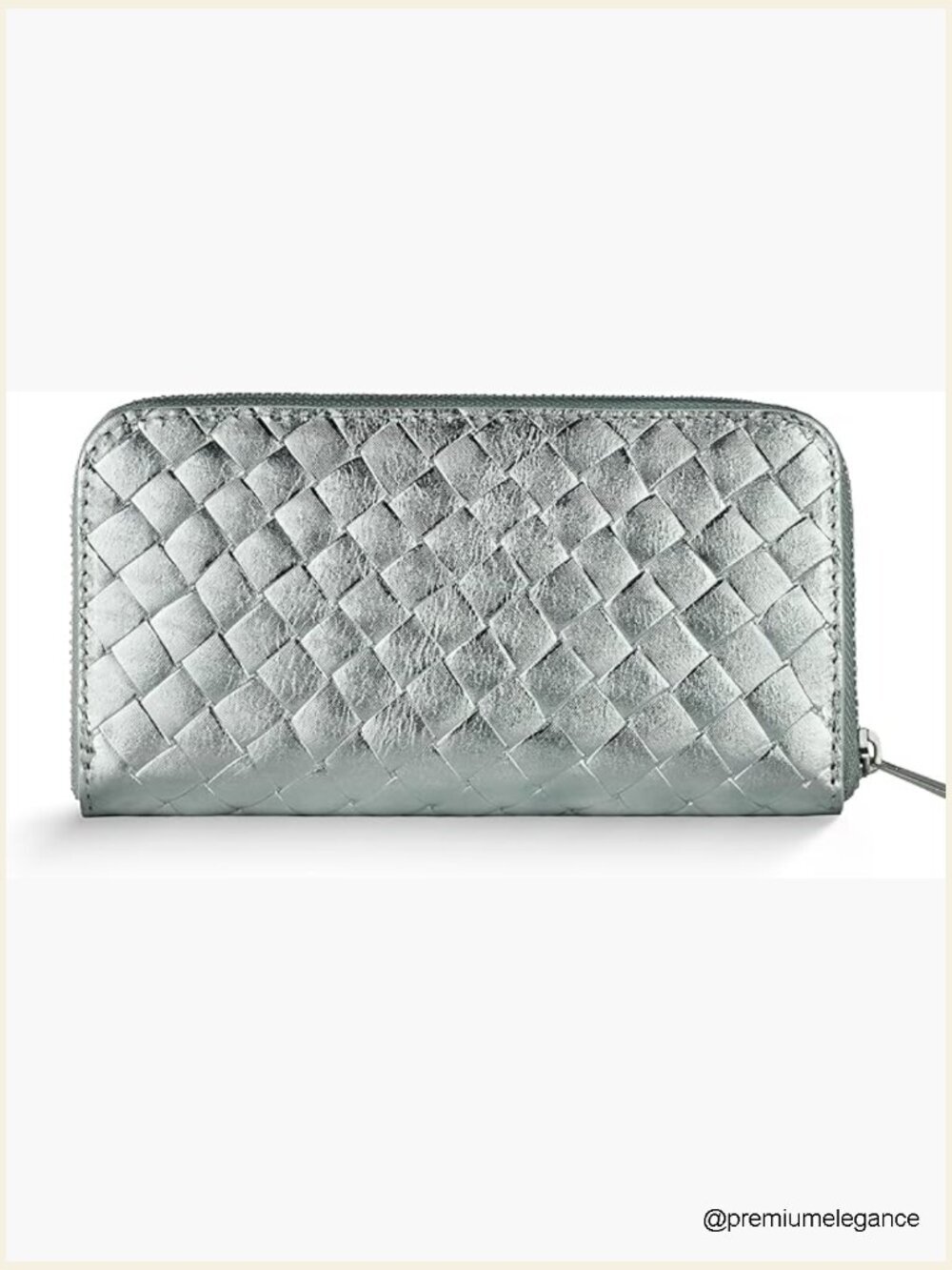 Genuine Metallic Suede Wallet with Full Zip Closure & Woven Texture - Elegant